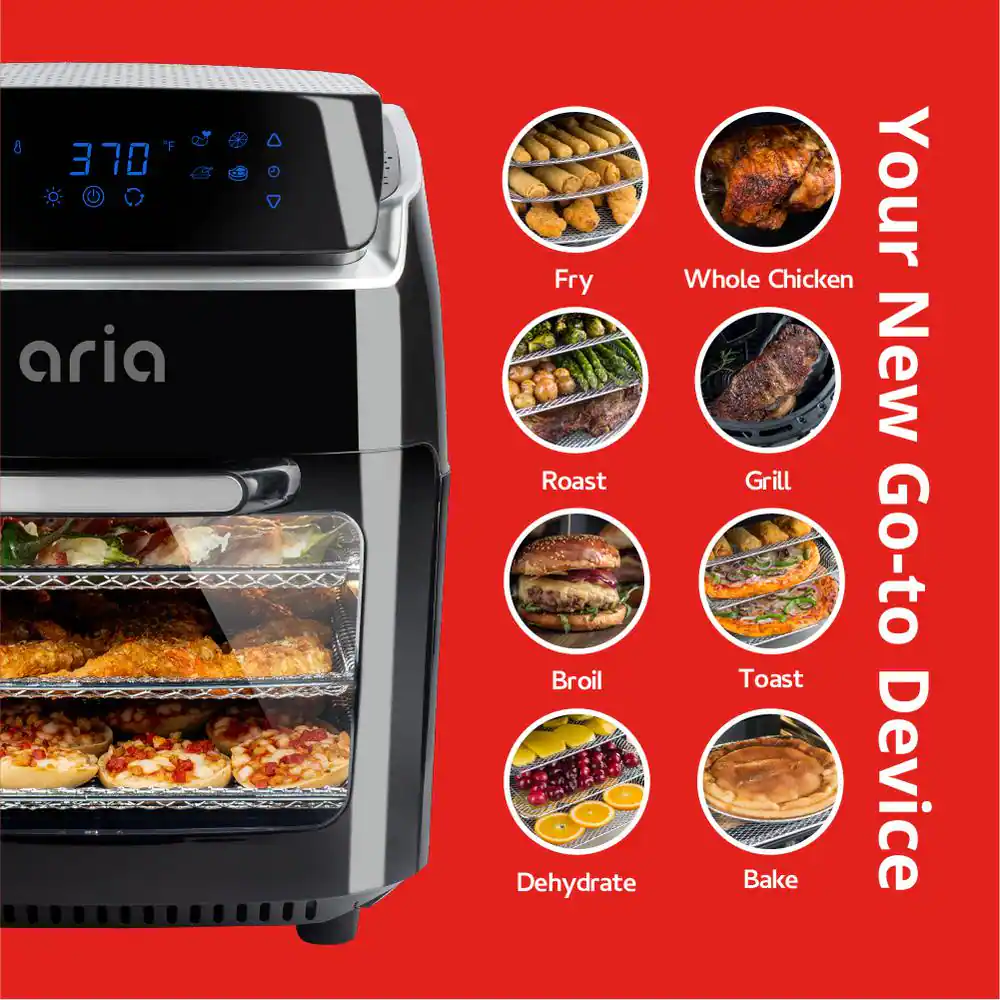 ARIA AAFO-880 10 qt. Black AirFryer with Recipe Book