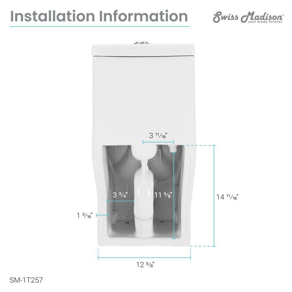 Swiss Madison Sublime II 1-Piece 0.81.28 GPF Dual Flush Compact Toilet in White Seat Included SM-1T257