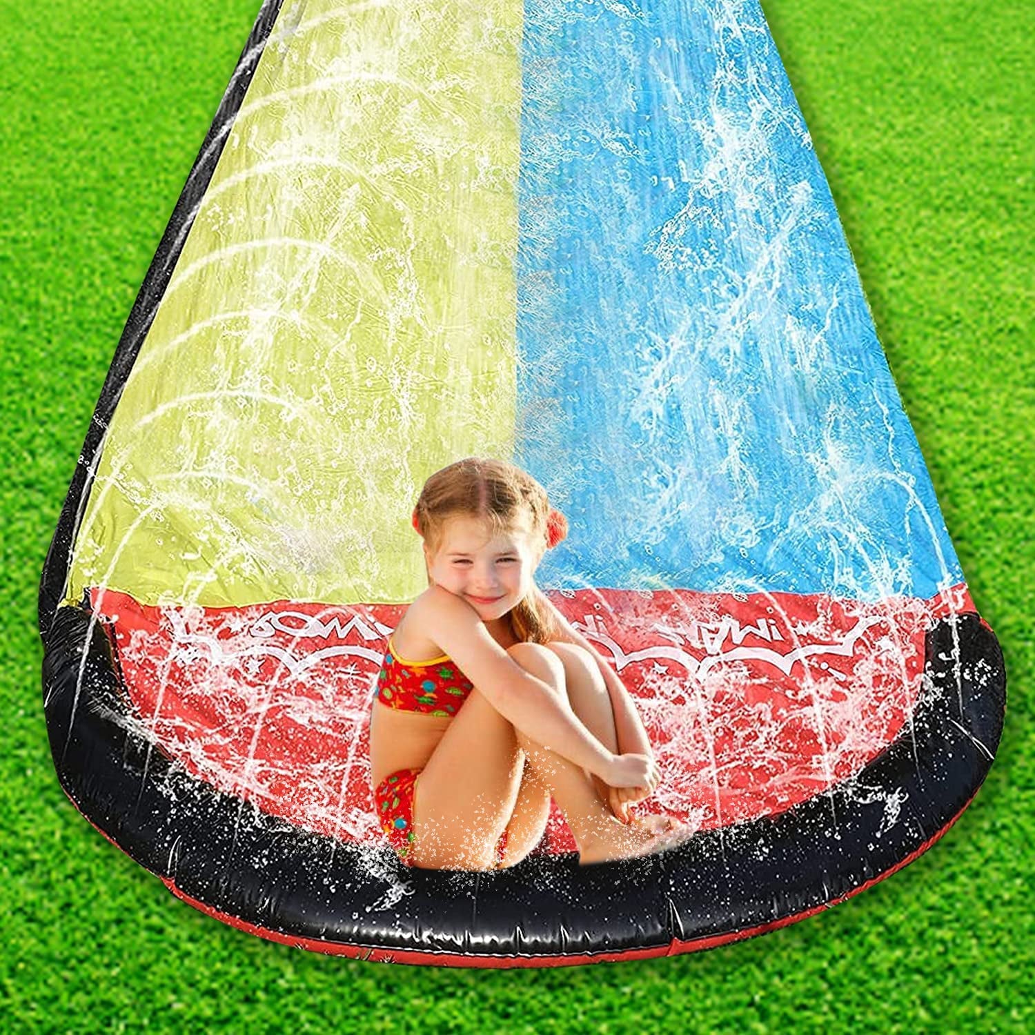 Oren 15.5' Water Slides for Backyard, Lawn Slide with Splash Sprinklers, Waterslide Race Summer Outdoor