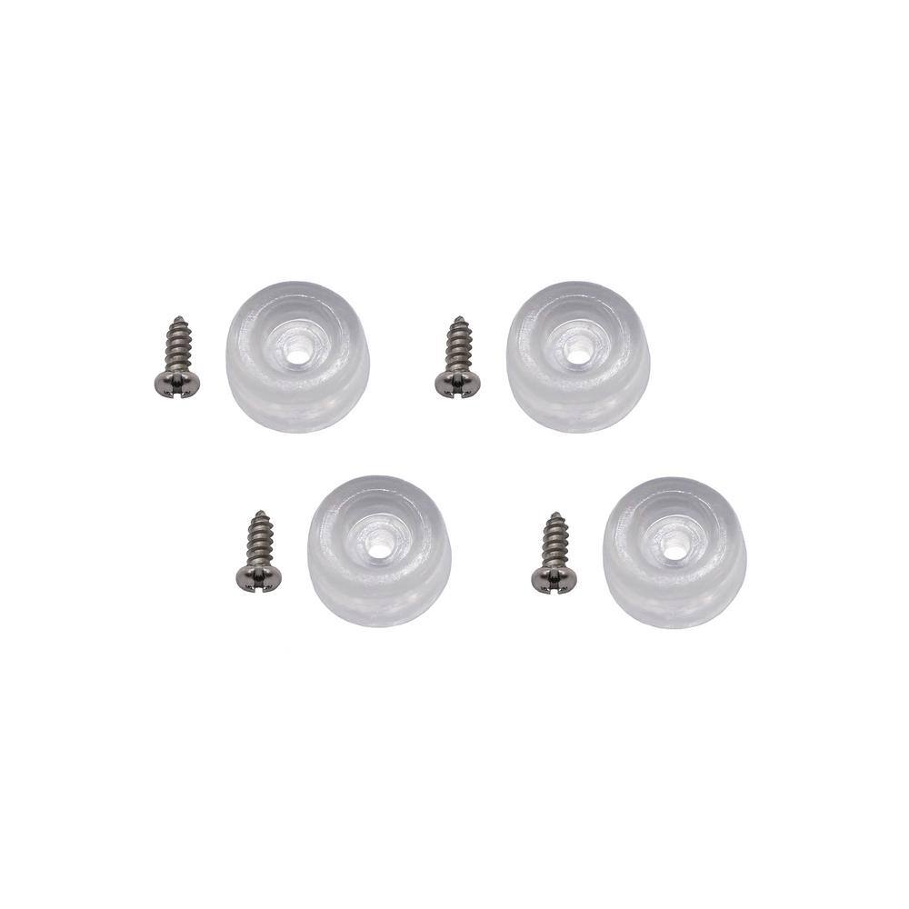 Everbilt 78 in. Clear Rubber Like Plastic Screw-On Furniture Leg Caps Bumpers for Chairs and Table Floor Protection (4-Pack) 49072