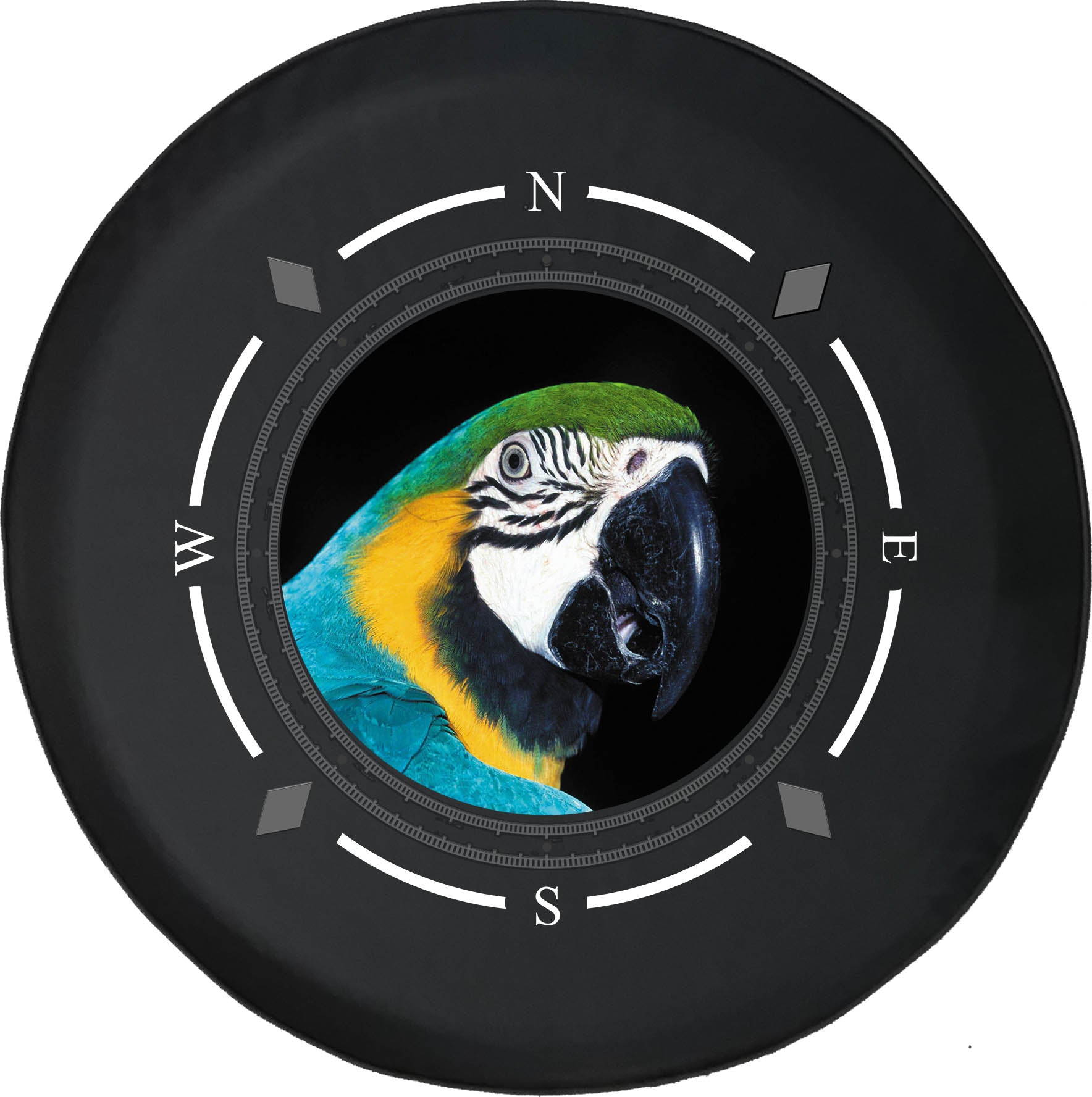 Spare Tire Cover Compass Parrot Macaw Tropical Colorful Bird Wheel Covers Fit for SUV accessories Trailer RV Accessories and Many Vehicles