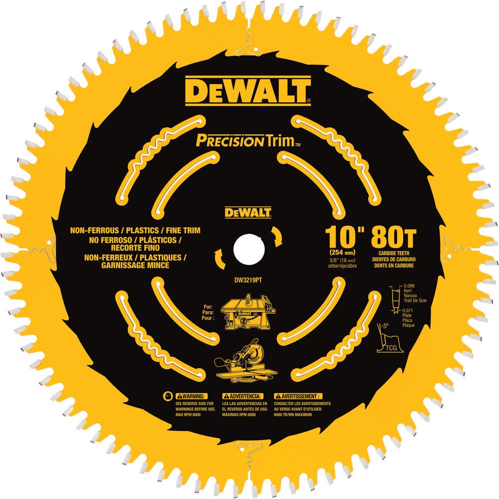 DEWALT Fine Crosscutting Saw Blade 10 80T