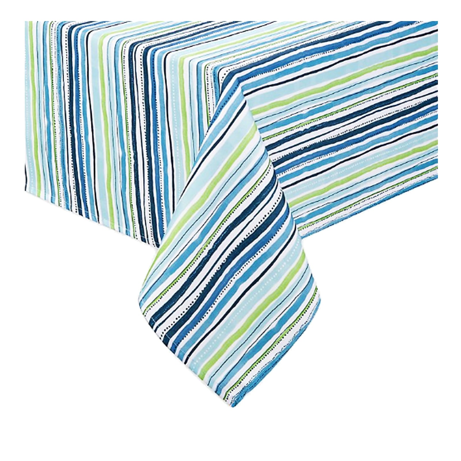 Table Trends Umbrella Tablecloth with Hole and Zipper Cool Summer Blue Stripe Fabric (60 x 120 Rectangle Umbrella)