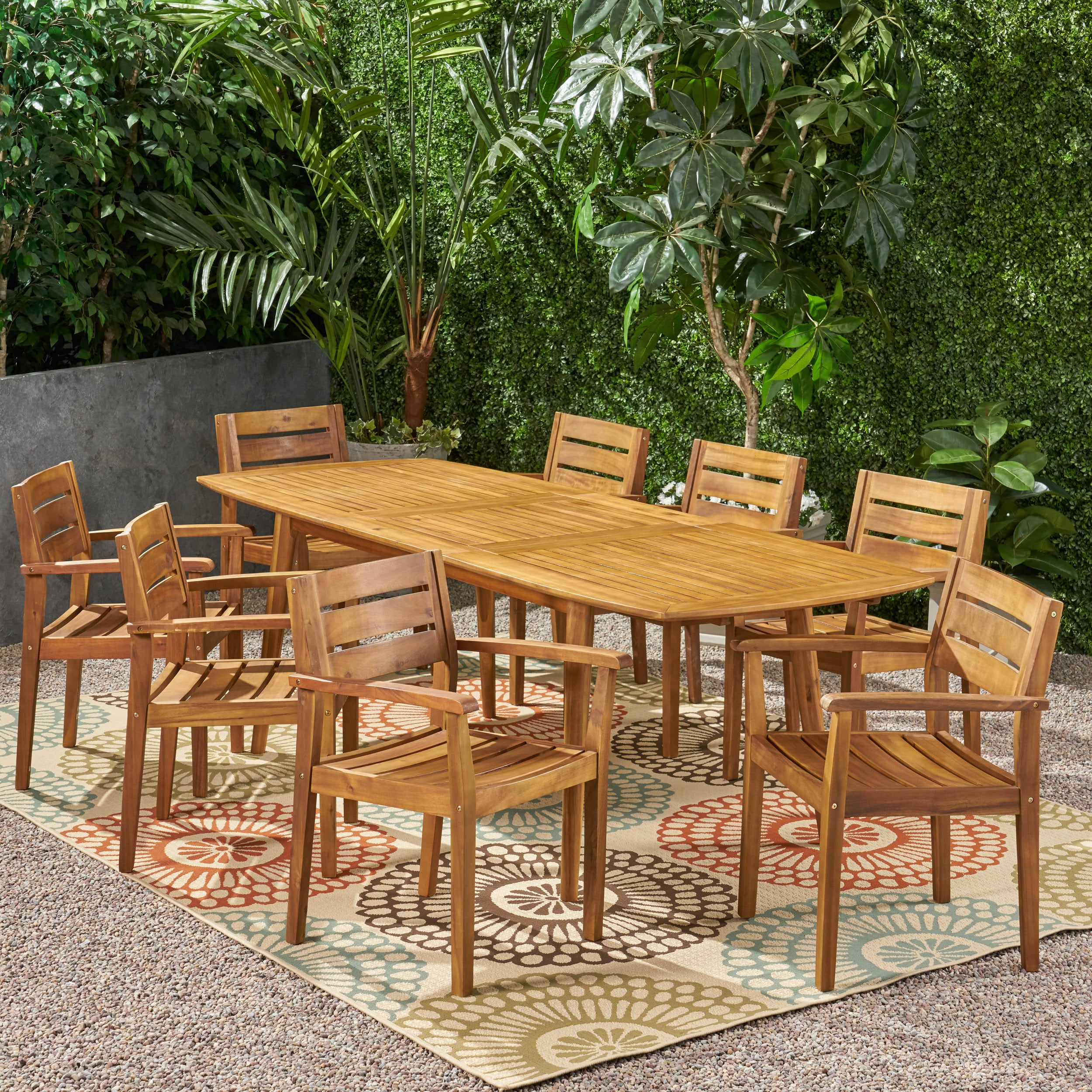 Stanford Outdoor Acacia Wood Expandable 8 Seater Dining Set