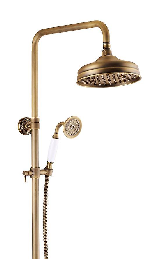 Antique Brass Retro Brushed Bath Shower Mixer Tap Panel Wall Mounted Rainfall