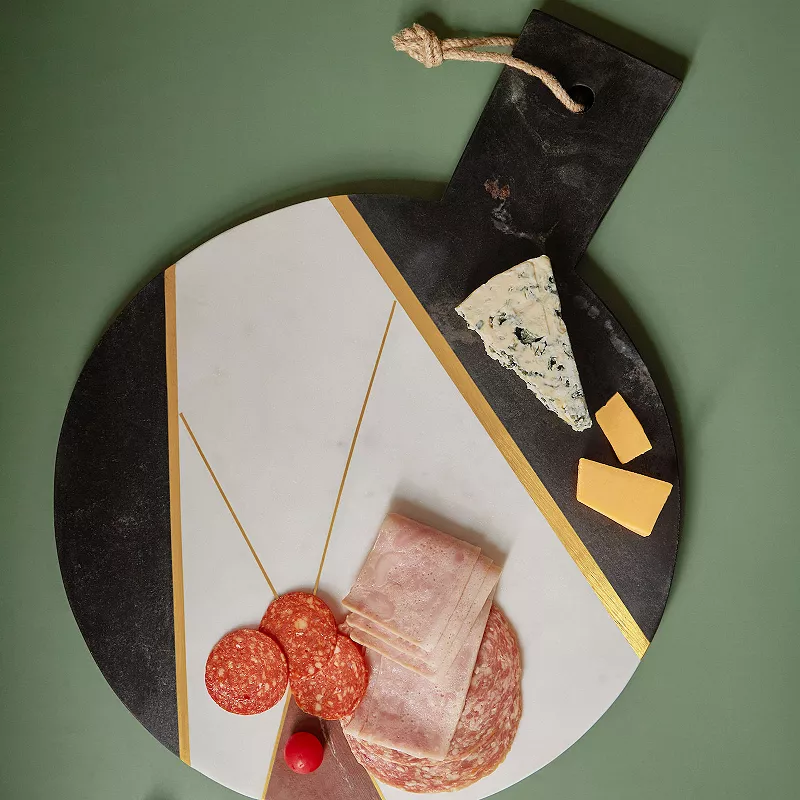 GAURI KOHLI Sardinia Marble and Gold Cheese Board - Large