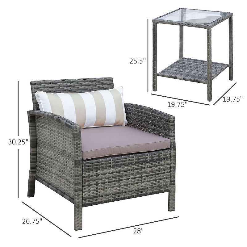 Outsunny 3 Piece Patio Furniture Set With Cushions