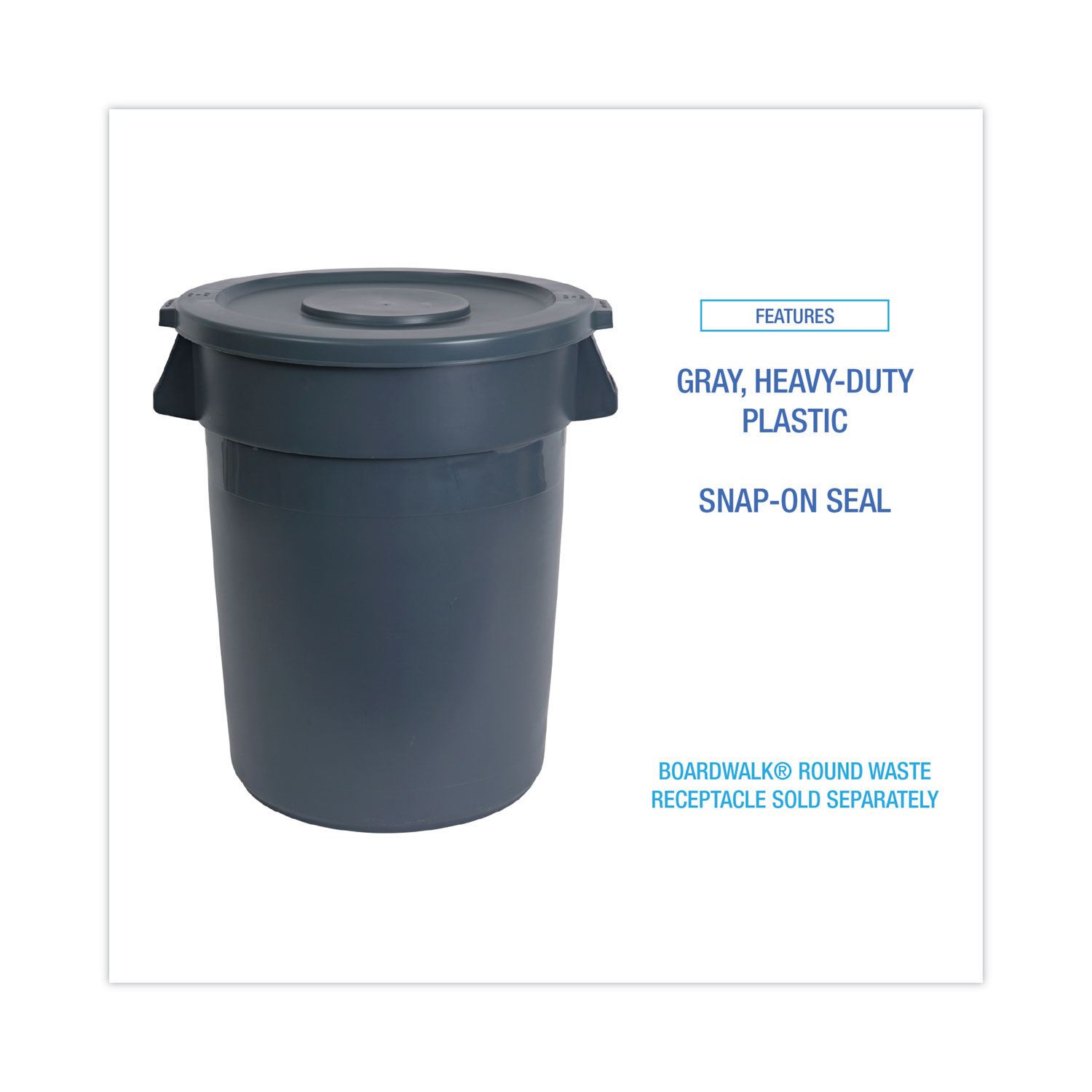 Lids for 44 gal Waste Receptacles by Boardwalkandreg; BWK44GLWRLIDGRA