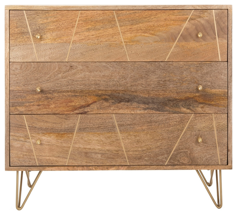 Carter 3 Drawer Chest Natural/ Brass   Modern   Accent Chests And Cabinets   by Virgil Stanis Design  Houzz