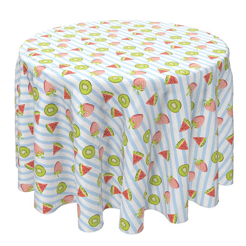 Round Tablecloth， 100% Cotton， 60 Round， Summertime Fruits