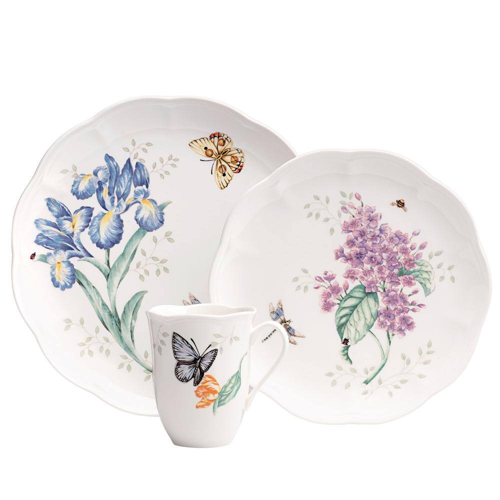 Lenox Butterfly Meadow 18-Piece Casual White Porcelain Dinnerware Set (Service for 6) 6342794