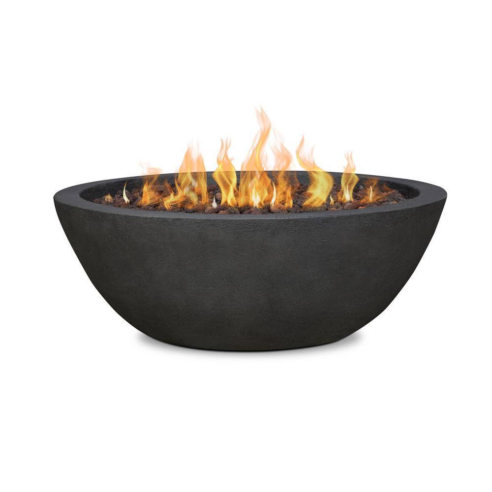 Real Flame Riverside 36 in. x 13 in. Round MGO Propane Fire Pit in Shale with Natural Gas Conversion Kit C539LP-SHL