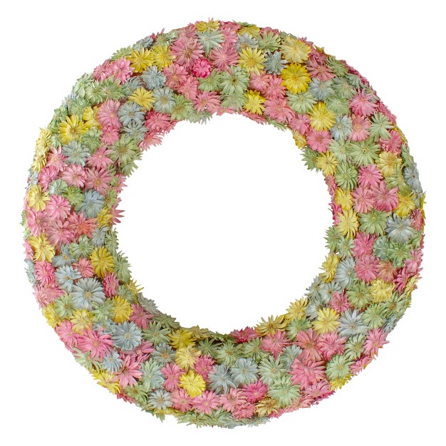 Northlight Multi colored Daisy Artificial Spring Floral Wreath 10 inch