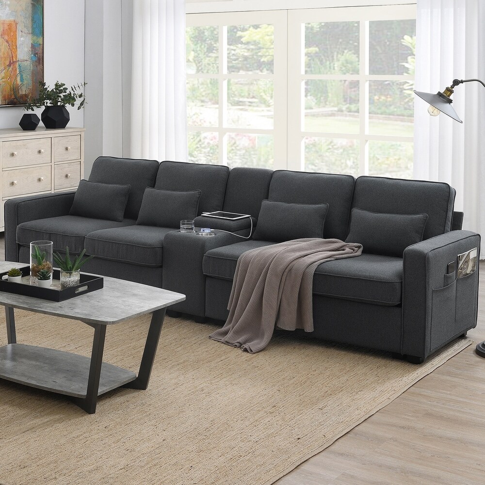 U Shape Sectional Sofa Velvet Corner Couch with Chaise Lounge and Lots of Pillows Included for Living Room