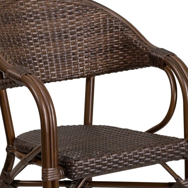 Emma And Oliver Rattan Restaurant Patio Bamboo aluminum Frame Chair With Open Back