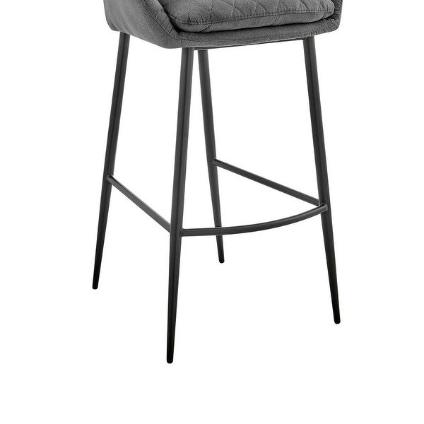 26 Inch Diamond Stiched Fabric Counter Height Bar Stool， Gray - 21 L x 20 W x 38 H