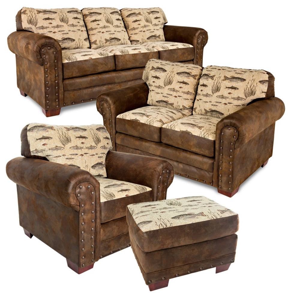 American Furniture Classics Model 8500 70K Angler  x27s Cove 4 Piece Set   Rustic   Living Room Furniture Sets   by Beyond Stores  Houzz