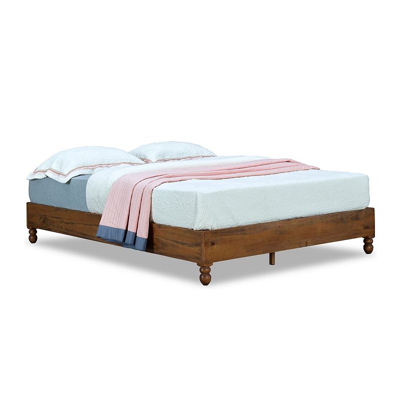 MUSEHOMEINC 12 Inch Solid Pine Wood Platform Bed Frame with Wooden Slats， Full