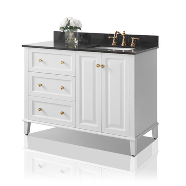 Hannah White 48-Inch Right Basin Vanity Console with Gold Hardware