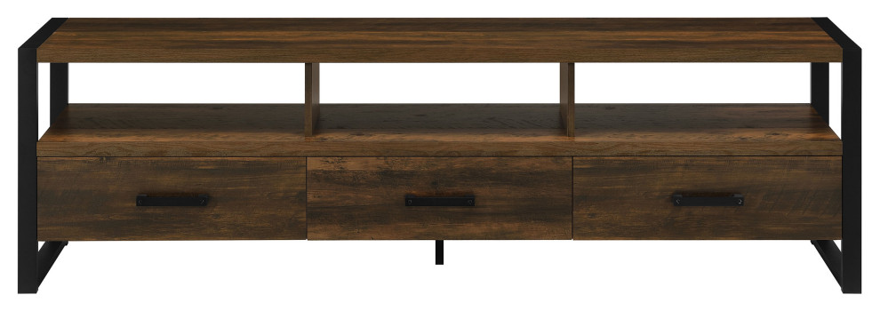 James 3 drawer Composite Wood 71 quotTV Stand Dark Pine   Modern   Entertainment Centers And Tv Stands   by Modon  Houzz