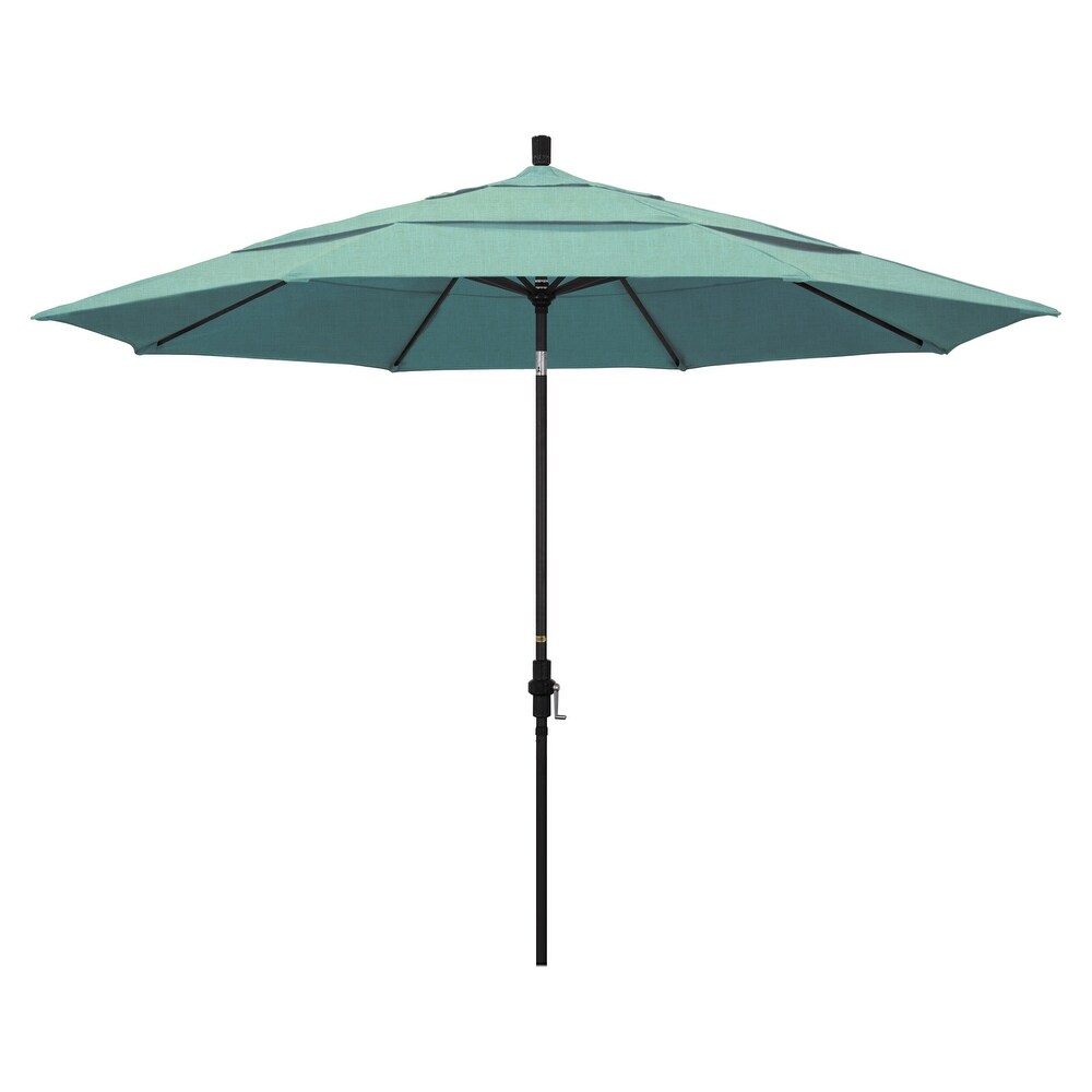 California Umbrella 11 Foot Round Aluminum  Crank Open Collar Tilt Patio Umbrella  Sunbrella Fabric