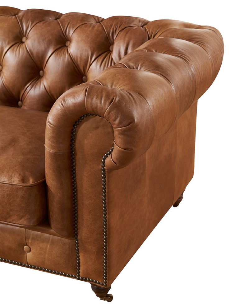 Leather Chesterfield Arm Chair   Traditional   Armchairs And Accent Chairs   by Crafters and Weavers  Houzz