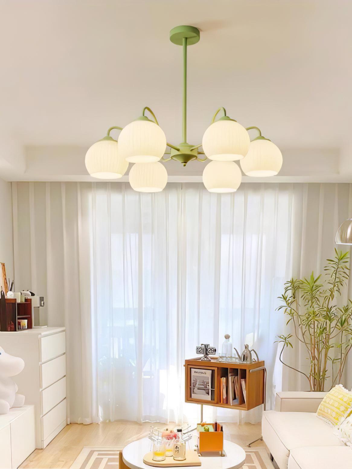 Ribbed Glass Matcha Chandelier