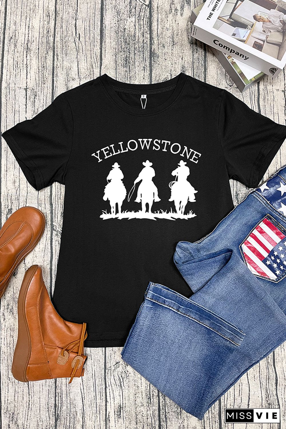 Yellowstone Cowboy Printed Short Sleeve Graphic Tee Wholesale