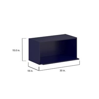 J COLLECTION Devon 30 in. W x 15 in. H x 14 in. D Painted Blue Shaker Assembled Wall Microwave Shelf Kitchen Cabinet DSWMS3015-DV