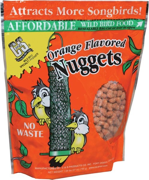 CandS Orange Flavored Nuggets Bird Food， 27-oz bag