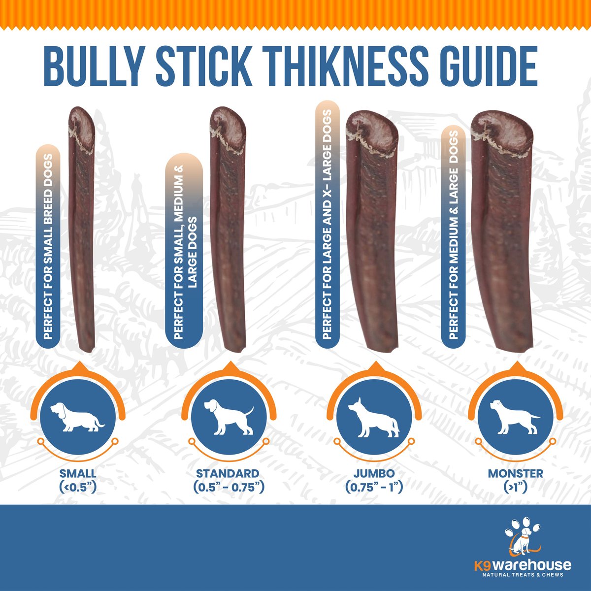 K9warehouse Thin 6-inch Bully Sticks Dog Treats