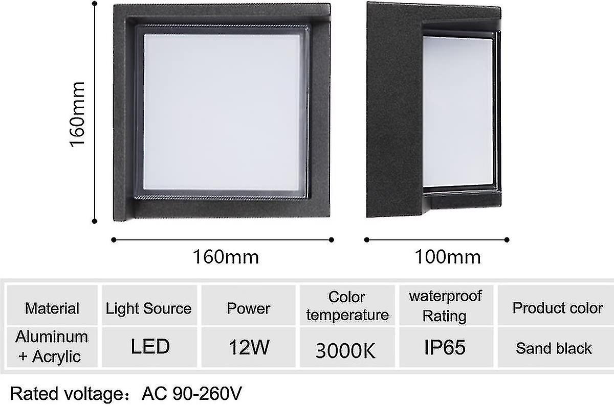 12w Led Outdoor Ip65 3000k Warm (square