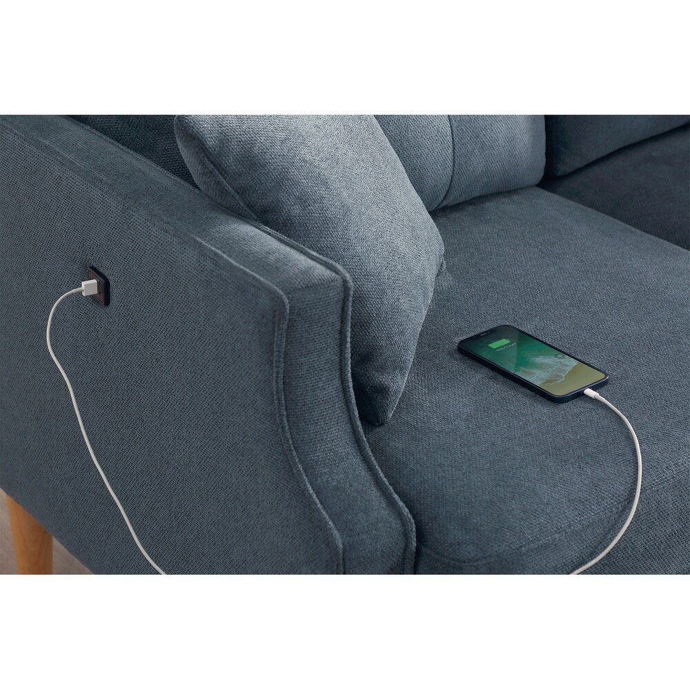 2 Seater USB Charge port Loveseats with Waterproof Fabric for Living Room