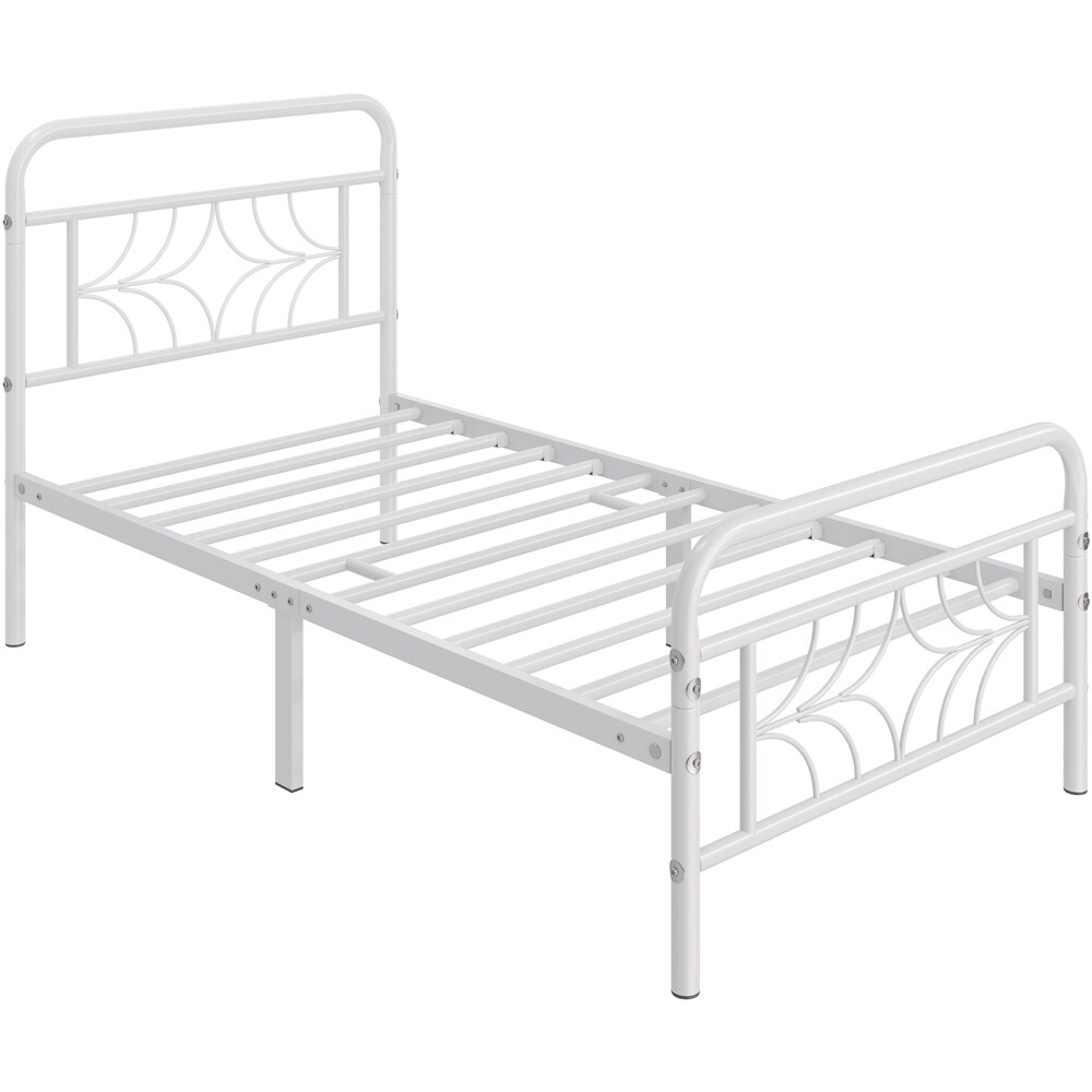 Yaheetech Modern Twin Size Metal Bed Frame with Sparkling Star Inspired Design Headboard and Footboard