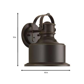 Progress Lighting Callahan LED Collection 1-Light Antique Bronze Antique Bronze Metal Shade Farmhouse Outdoor Small Wall Lantern Light P560052-020-30