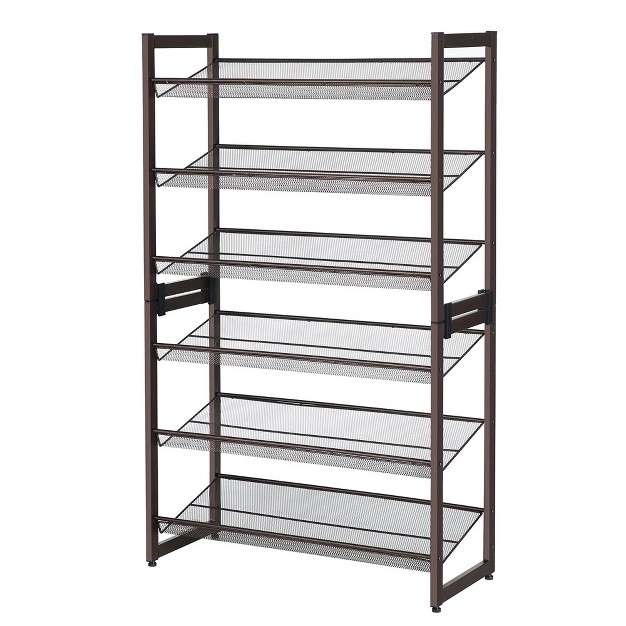 Songmics 6 tier Shoe Rack Storage Metal Shoe Organizer Stand Stackable Shoe Rack Shelf With Adjustable Flat Or Angled Shelves