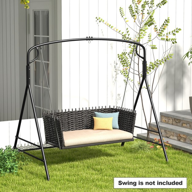 Costway Outdoor Metal Swing Frame Sturdy A shaped Porch Swing Stand With Extra Side Bars