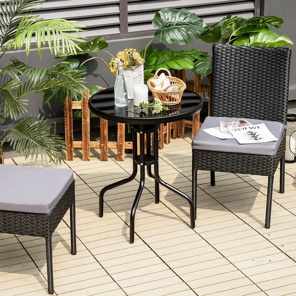 Costway Set of 4 Patio Rattan Wicker Dining Chairs Set Cushioned Seat - See Details