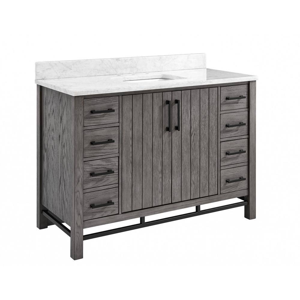 Home Decorators Collection Stanbury 48 in. W x 22 in. D Vanity in Cashmere with Carrara Marble Vanity Top with White Sink 1459VA48-247900