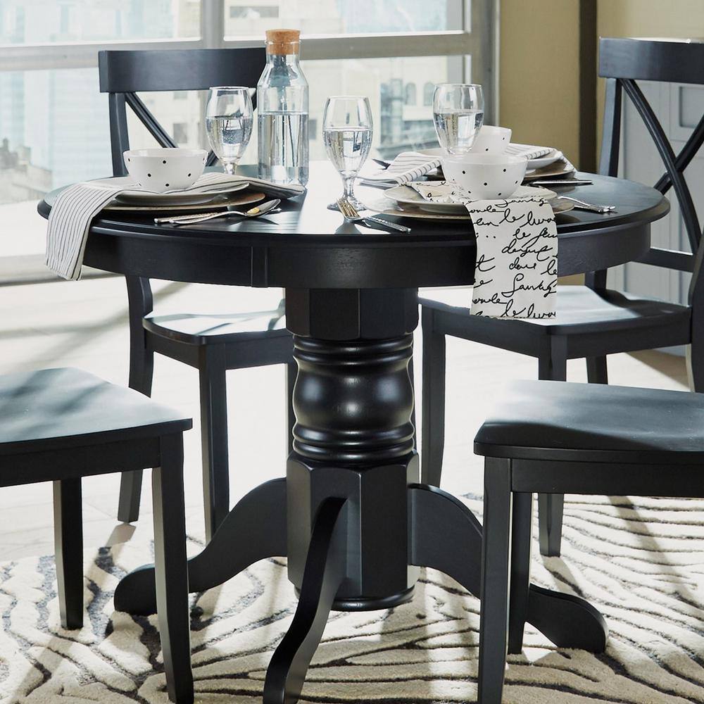 HOMESTYLES 42 in. Round Black Dining Table 5178-30