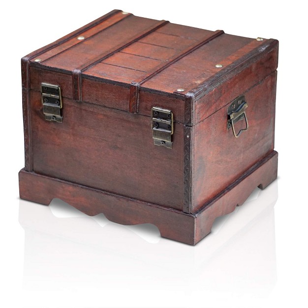 Wooden Padlock Pirate Treasure Chest Storage Box Handmade Vintage