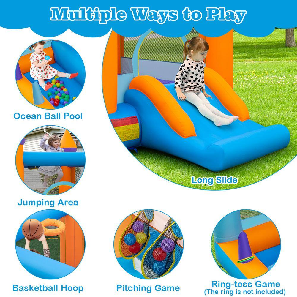 Costway 5-in-1 Inflatable Bounce House Castle Kids Jumping Bouncer with Ocean Balls  735W Blower NP10927US