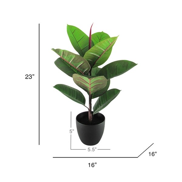 2ft Real Touch Artificial Rubber Plant Fiddle Leaf Fig Tree in Black Pot