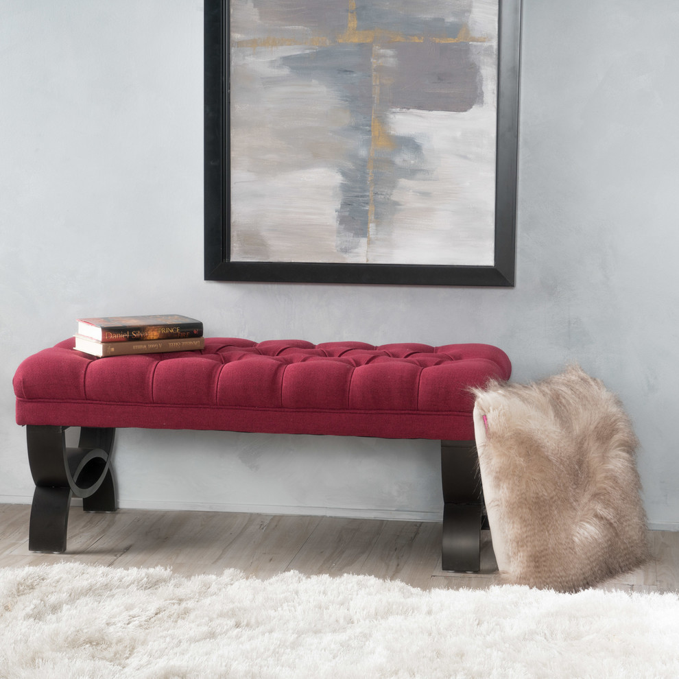 GDF Studio Reddington Tufted Fabric Ottoman Bench   Contemporary   Upholstered Benches   by GDFStudio  Houzz