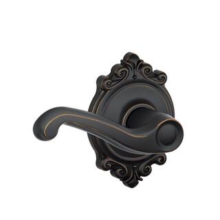 Schlage Flair Aged Bronze Privacy BedBath Door Handle with Brookshire Trim F40 FLA 716 BRK