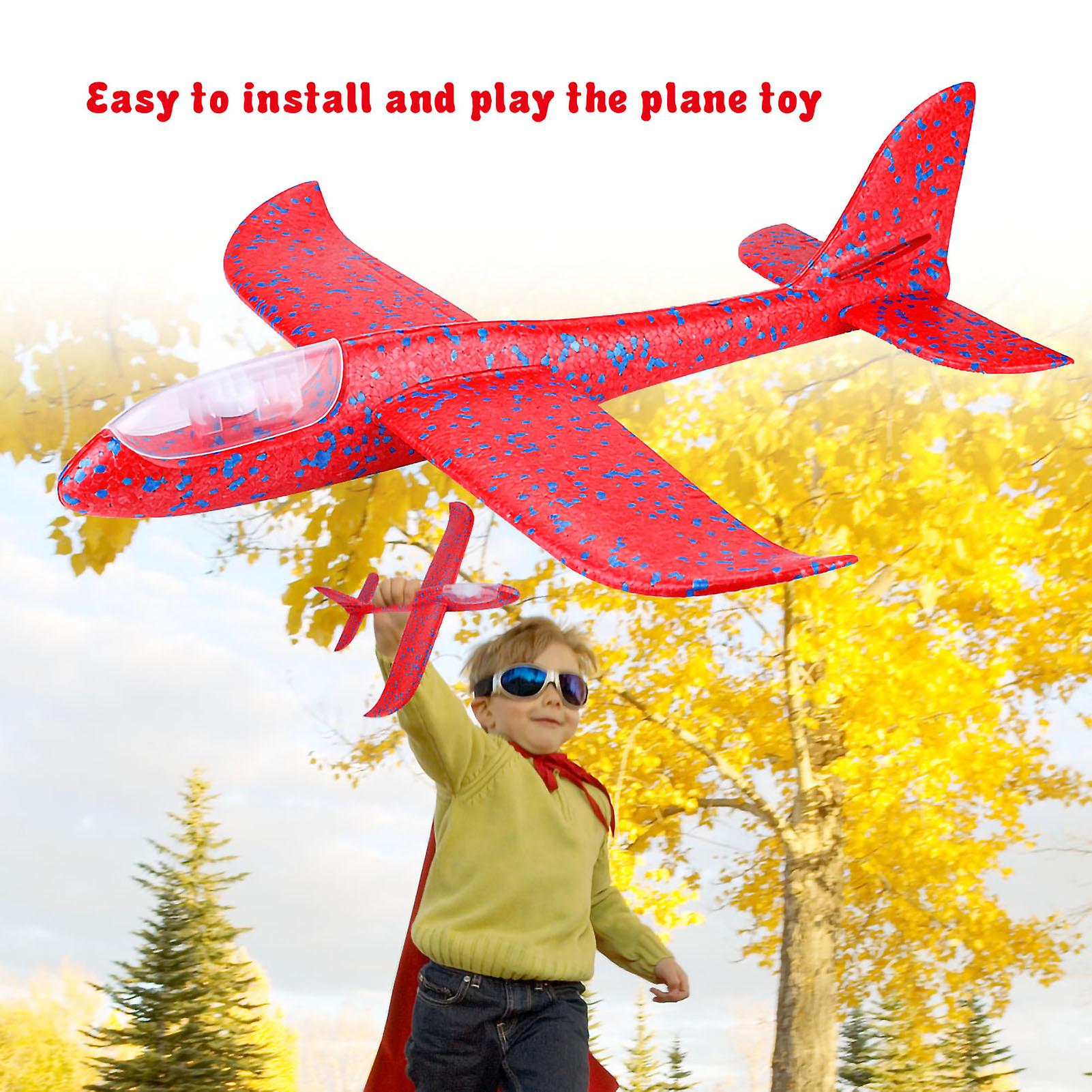 Flying Mini Throwing Glider Shiny Night Aircraft Toy Hand Launch Airplane Model(red)