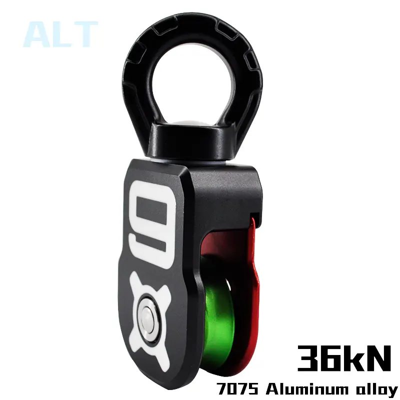 Anodized 7075 Aluminum oy Material 36kN Single Swivel Pulley Suitable for Arborist Aerial Work Industrial Use