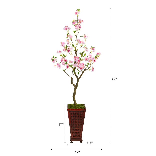 Nearly Natural 5-ft Cherry Blossom Artificial Tree In Decorative Planter