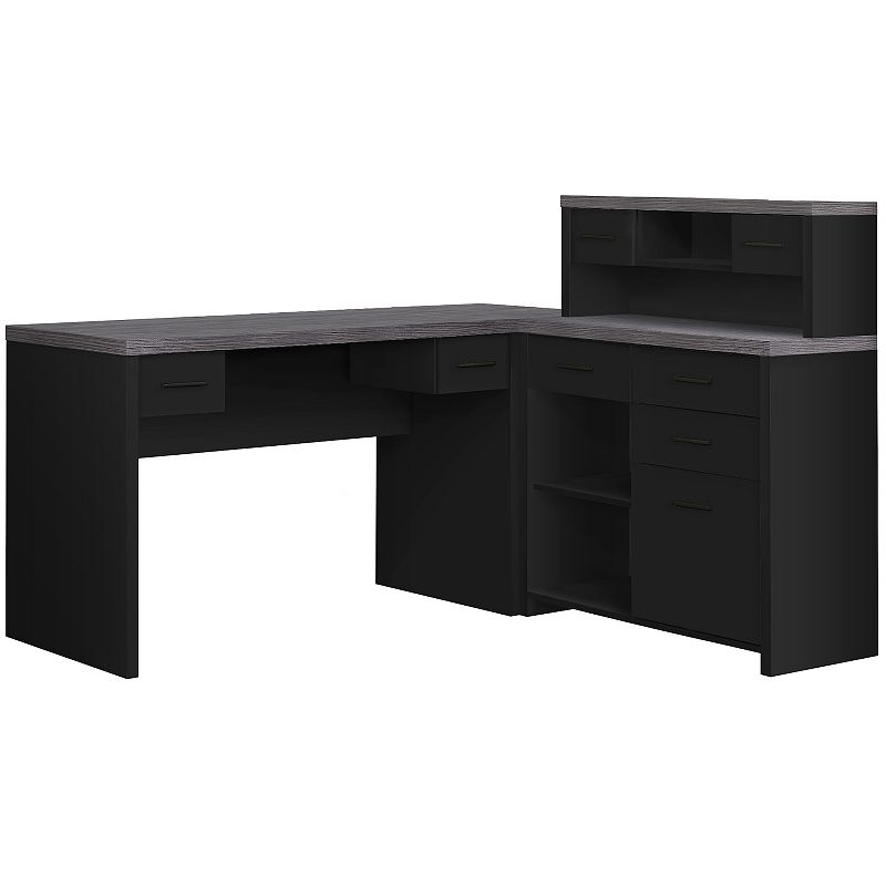 62.75 Black and Gray Contemporary L-Shaped Computer Desk