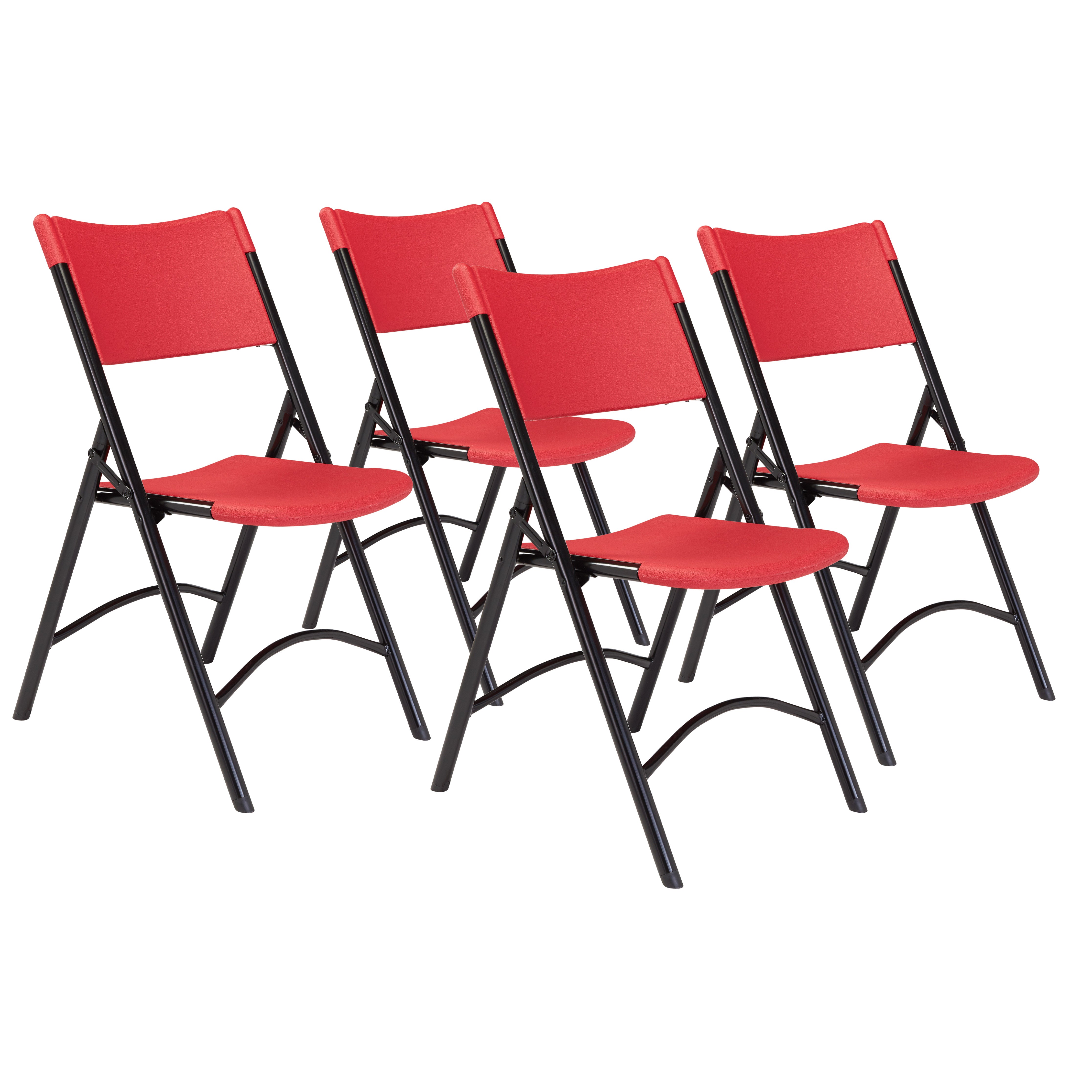 (Pack of 4) NPS 600 Series Premium Resin-Plastic Folding Chair, Red